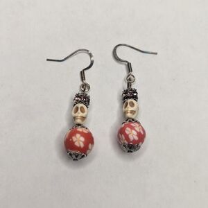 Flower Skull Earrings